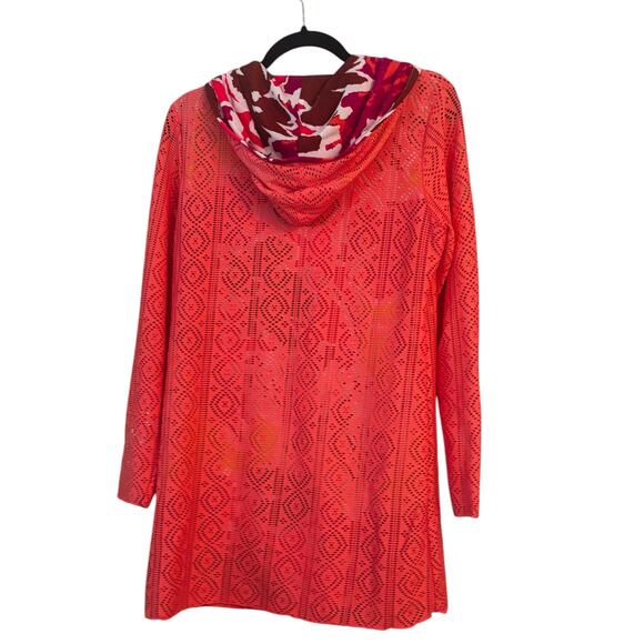 Title Nine Coral Orange Swim Coverup Sunbuster M Long Sleeve Pullover Rashguard - Picture 3 of 10
